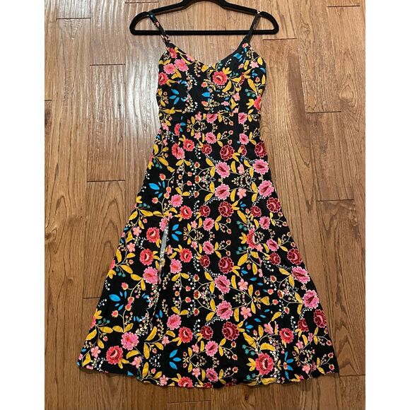 Express black floral tank midi dress size xs - Picture 9 of 11